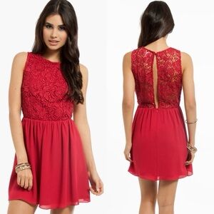 Tobi Red Lace Keyhole Back Valentine’s Mini Dress